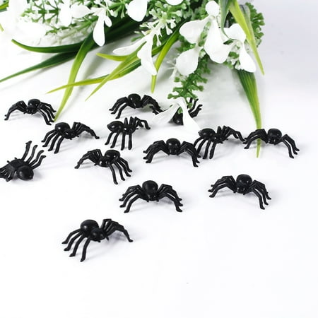 50 petites Halloween Creepy Parti décoration faux jouets en plastique Funny Noir Araignées